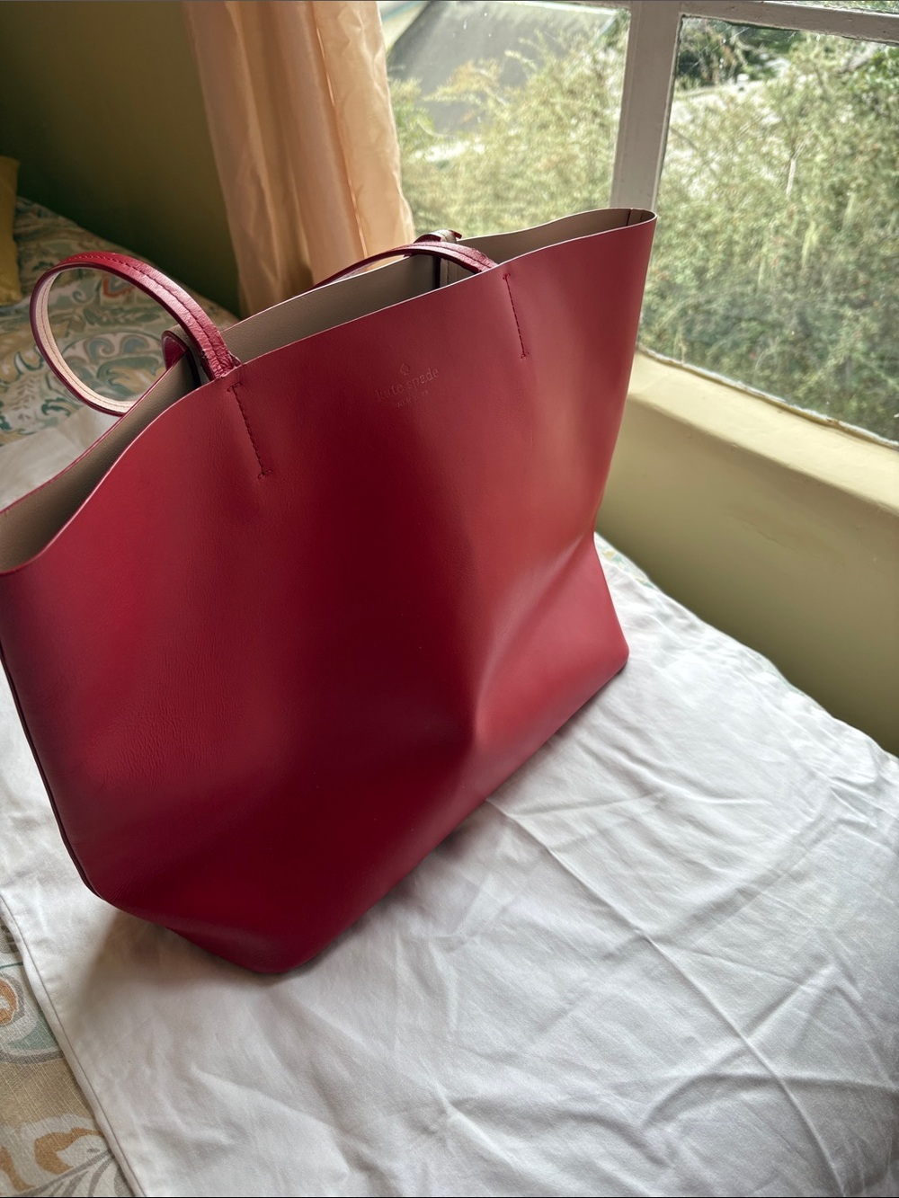 kate spade Red Leather Tote - Smooth Minimalist Carryall